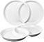 Set of 2 White 3-Section Serving Dishes - 36 x 22cm Dishwasher & Microwave Safe Porcelain Divided Food Platter Trays