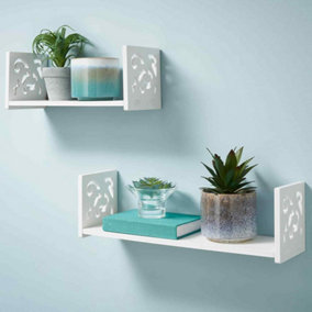 Set of 2 White Modern U Shape Wall Floating Shelves Display Rack Hanging Shelves for Wall Decor