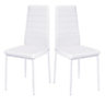 Set of 2 White PU Leather Dining Chairs Set Accent Chairs with Metal Legs for Kitchen Living Room