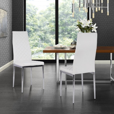 Set of 2 White PU Leather Dining Chair