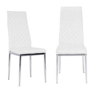 Set of 2 White PU Leather Dining Chair
