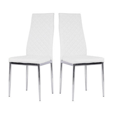 Set of 2 White PU Leather Dining Chair