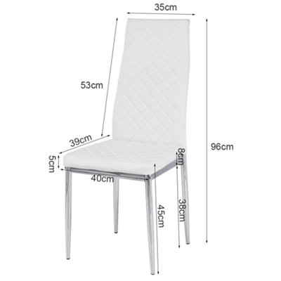 Set of 2 White PU Leather Dining Chair