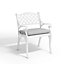 Set of 2 White Retro Curved Seat Cast Aluminum Garden Chairs Patio Dining Armchair Set with Cushions