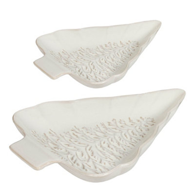 Set of 2 White Tree Christmas Dinner Side Plates W16.9cm
