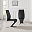 Set of 2 Willow Black Soft Touch Faux Leather Z Shaped Metal Cantilever Chrome Leg Dining Chair