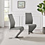 Set of 2 Willow Elephant Grey Soft Touch Faux Leather Z Shaped Metal Cantilever Chrome Leg Dining Chair