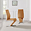 Set of 2 Willow Mustard Yellow Soft Touch Faux Leather Z Shaped Metal Cantilever Chrome Leg Dining Chair