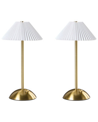 Set of 2 Wireless Rechargeable LED Table Lamps with USB C Dimmable Mid ...