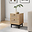 Set of 2 Wood and Rattan Side Cabinet 40cm W x 40cm D x 56cm H