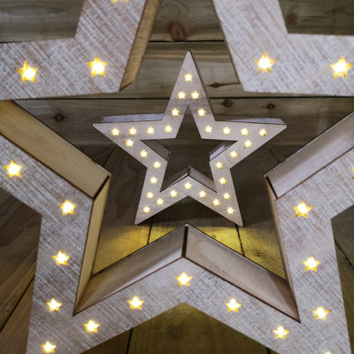 Large Wooden Star with LED Lights