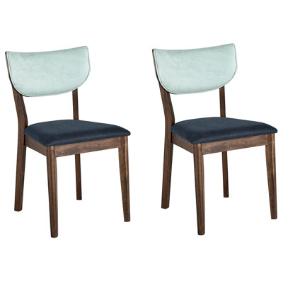 Set of 2 Wooden Dining Chairs Dark Wood and Blue MOKA | DIY at B&Q