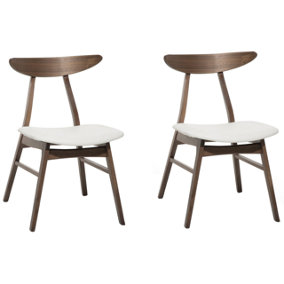 Set of 2 Wooden Dining Chairs Dark Wood and White LYNN