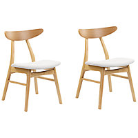 Set of 2 Wooden Dining Chairs Light Wood and Light Grey LYNN