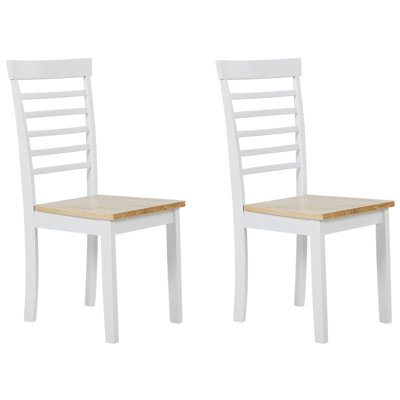 Set of 2 Wooden Dining Chairs Light Wood and White BATTERSBY | DIY at B&Q