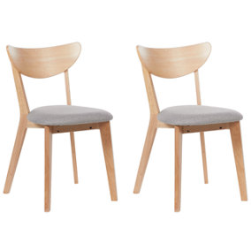 Set of 2 Wooden Dining Chairs Light Wood with Grey ERIE