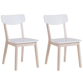 Set of 2 Wooden Dining Chairs White SANTOS
