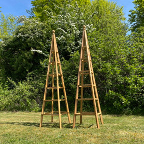 Set of 2 Wooden Garden Obelisks Ideal for Climbing Plants (1.9m)