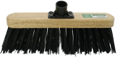 Set Of 2 Wooden Stiff Black Bristle Hard Brush Broom Head Cleaning Sweeping 11.5 Inch