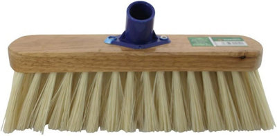 Set Of 2 Wooden Varnish Broom Head Brush Soft Cream Bristle Broom Cleaning 11 Inch