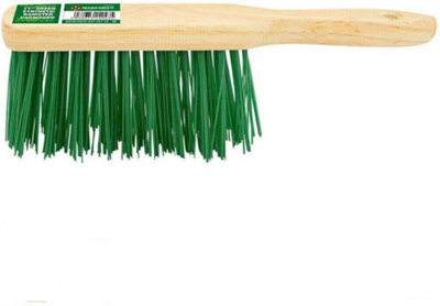 Set Of 2 Wooden Varnish Stiff Bristle Synthetic Hand Brush Green 11 Inch