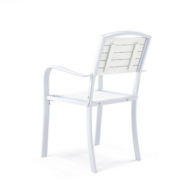 Set of 2 WPC Outdoor Garden Chairs Patio Dining Armchairs White 89 cm