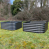 Set of 2 x Large Metal Raised Vegetable Bed in Dark Grey (120cm)