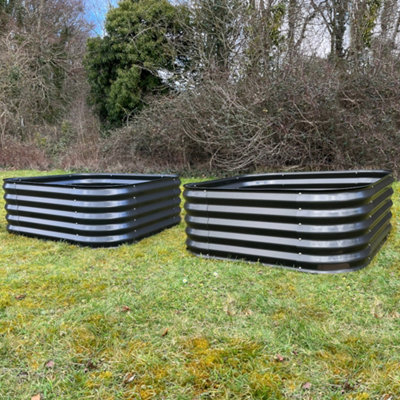 Set of 2 x Large Metal Raised Vegetable Bed in Dark Grey (120cm)