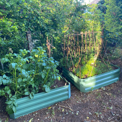 Set of 2 x Metal Raised Vegetable Beds in Green (100cm x 100cm x 30cm)