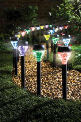 Set of 20 LED Garden Lights, Colour-Changing Solar Stake Lights for Paths, Pots & Flowerbeds, H32.5cm