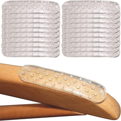 MEETOOT 20 Pezzi Gripper Antiscivolo Per Appendini | Gomma Trasparente Bianca Per Grucce In Legno E Plastica | 10x2 Cm - 4