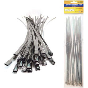 Set Of 20 Stainless Steel Zip Cable Ties Strong, Secure Cable Tie With Steel Ball Stopper