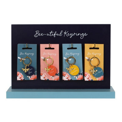 Set of 24 Bee-utiful Keyrings - Compact Retail Display for Gifts