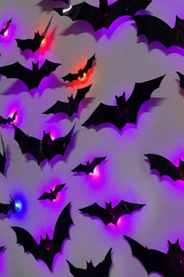 Set Of 24 Glowing Bat Wall Decoration