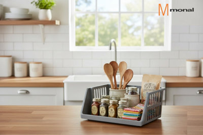 Eudokky 6 Packs Stackable Storage Baskets, Grey Plastic Storage Tray : Aazon.co.uk
