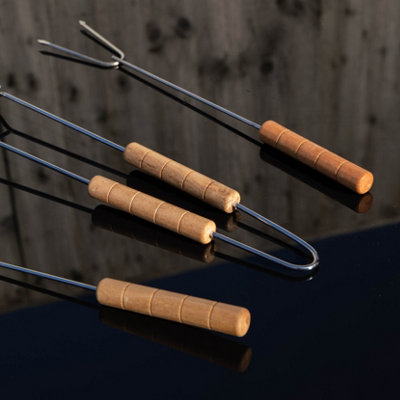 Set of 3 45cm Barbecue / BBQ Tools with Wooden Handles