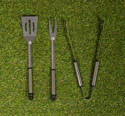 Set of 3 45cm Deluxe Stainless Steel Outdoor Cooking Barbecue Tool Set - 7