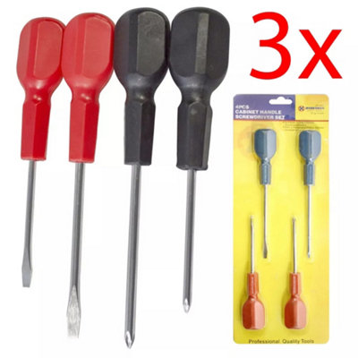 Set Of 3 4pc Cabinet Handle Ph1 Ph2 Screwdriver Set Phillips Stubby Slotted Tools