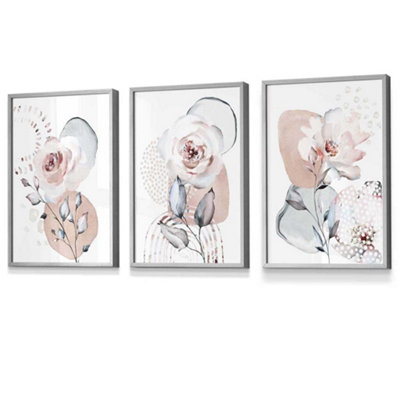 Set of 3 Abstract Blush Pink Botanical Wall Art Prints / 30x42cm (A3 ...