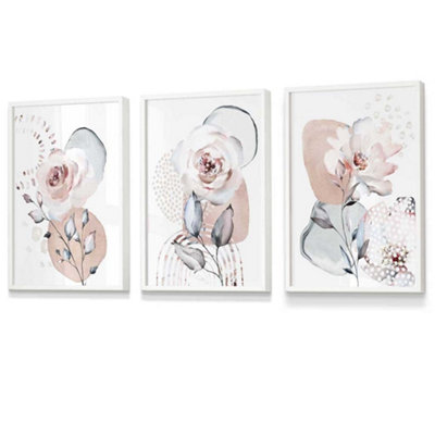 Set of 3 Abstract Blush Pink Botanical Wall Art Prints / 30x42cm (A3 ...
