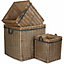 Set of 3 Antique Wash Square Storage Log Basket