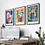 Set of 3 Artisan Bold Botanical Wall Art Prints / 42x59cm (A2) / Black Frame