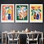 Set of 3 Artisan Bright Botanical Wall Art Prints / 42x59cm (A2) / White Frame