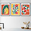 Set of 3 Artisan Fruit Wall Art Prints in Vibrant Colours / 42x59cm (A2) / Black Frame