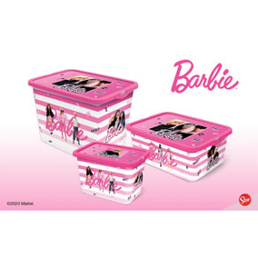 Set Of 3 Barbie Storage Box's.