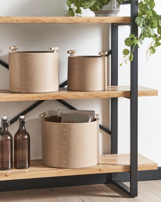 Set of 3 Baskets ARAM Faux Leather Beige