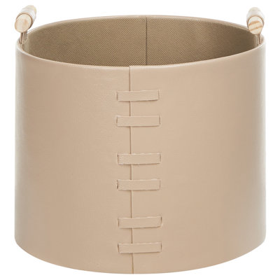 Set of 3 Baskets ARAM Faux Leather Beige
