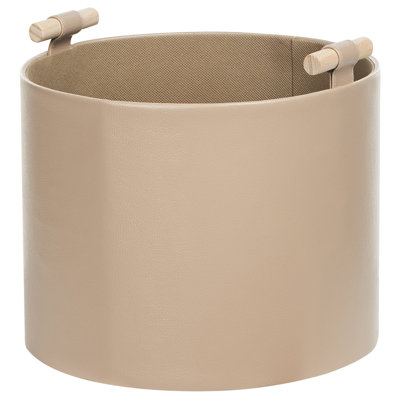 Set of 3 Baskets ARAM Faux Leather Beige