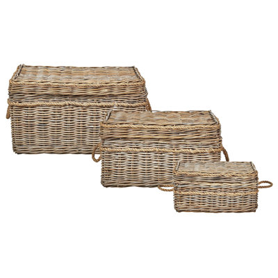 Set of 3 Baskets GERASA Rattan Natural