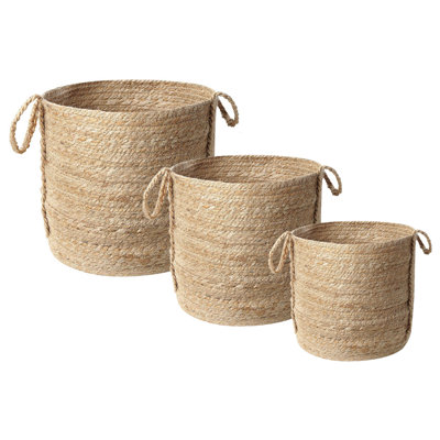 Set of 3 Baskets WADH Jute Natural